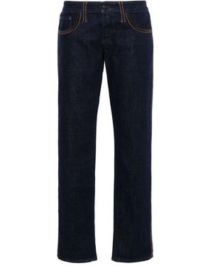 Miu Miu Piped-Trim Denim Jeans - Blau