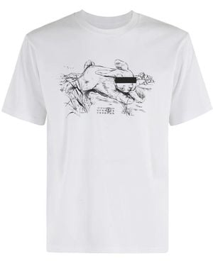 MM6 by Maison Martin Margiela Hasen T-Shirt Weiß Kurzarm