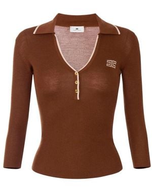 Elisabetta Franchi V-Neck Knitwear - Marrón