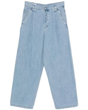 Dries Van Noten Jeans ,Blauw ,Katoen Pleated Jeans