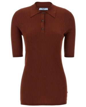 Prada Geripptes Poloshirt - Braun