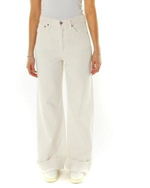 Agolde Broeken ,Katoen High Waist Wide Leg Jeans - Naturel