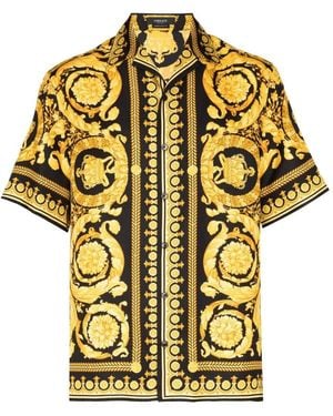 Versace Baroque '92 Silk Vacation Shirt - Yellow