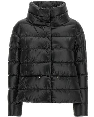 Herno Jassen ,Zwart ,Nylon Gewatteerde Nylon Jas Met Hoge Kraag