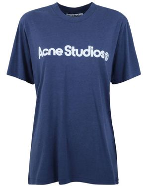 Acne Studios Tops ,Blauw ,Katoen Graphic T-Shirt