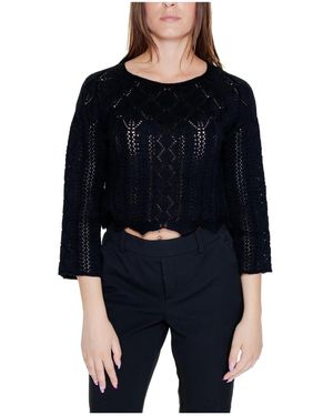 Vero Moda Truien & Vesten ,Zwart ,Katoen Zwart Gebreid Ronde Hals Trui