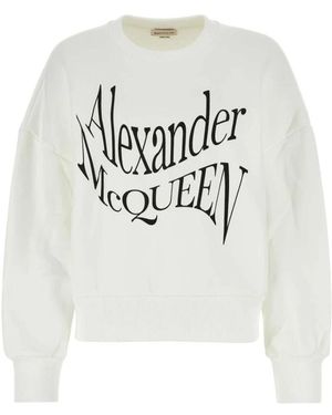 McQueen Logo-Print Katoenen Sweater - Wit