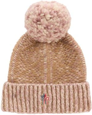 Moncler Accessoires ,Roze ,Wol Gebreide Muts Met Pompon