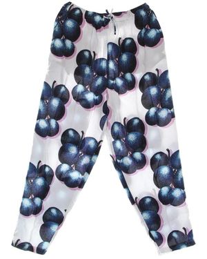 Obey Broeken ,Veelkleurig ,Katoen Blauwe Bessen Wit Multi Lange Broek