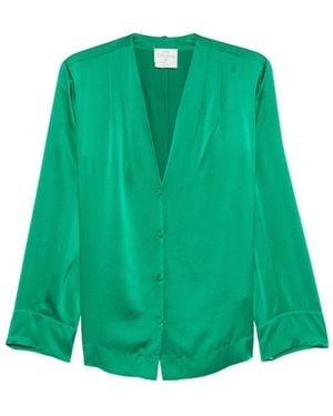 forte_forte Overhemden ,Groen ,Satijn Zijden Satijnen Blouse