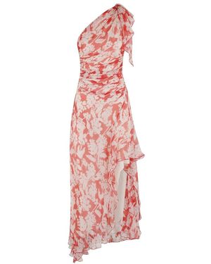 Victoria Beckham Asymmetrische Gedrapeerde Midi Jurk - Roze