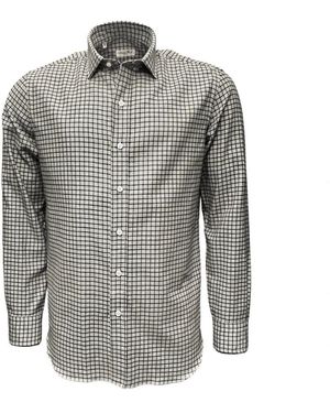Salvatore Piccolo Weiches flanell braun kariertes hemd - Grau
