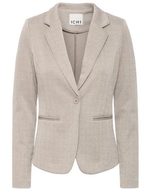 Ichi Herringbone Jacquard Blazer Jas - Grijs