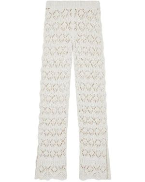 Alanui Lagoon Romance Crochet Flare Pants - Wit
