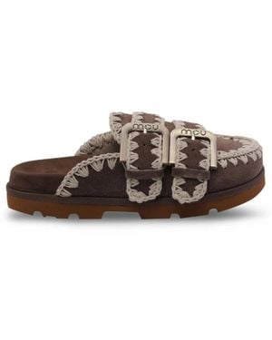 Mou Mules Mit Steppstich-Rand - Braun