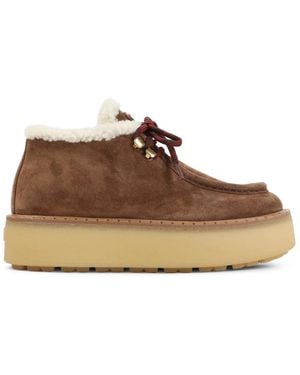 Prada Schoenen ,Bruin ,Leer Lage Veterlaarzen