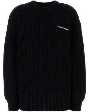 Marine Serre Baumwoll-Oversize-Pullover - Schwarz