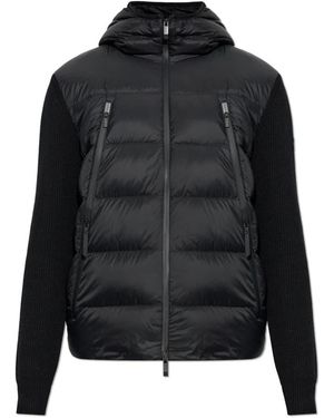 Moncler Strickjacke Mit Gesteppter Front - Schwarz