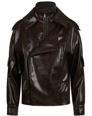 ACTUALEE Jassen ,Bruin ,Polyester Cropped Jas Met Reptieleffect - Zwart