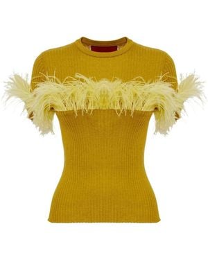 La DoubleJ Truien & Vesten ,Groen ,Kasjmier High Kick Tee - Geel
