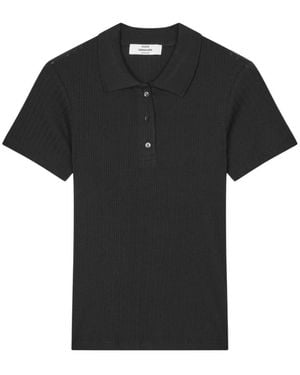 Mads Nørgaard Tops ,Zwart ,Layla Polo Tee Pointella