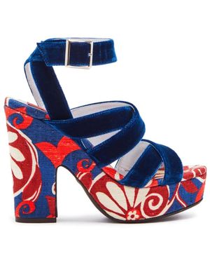 La DoubleJ Power-Printed Medal Wedge Sandalen - Mehrfarbig