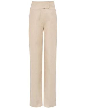 Cult Gaia Poederroze Hoge Taille Wijde Pijpen Broek - Naturel