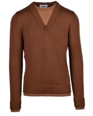 Alpha Studio Doppelkragen-Pullover - Braun