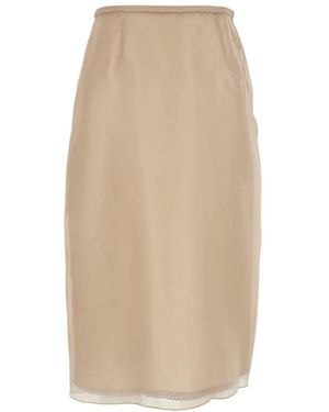 Plain Midi Skirts - Neutro