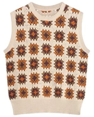 Summum Retro Häkelärmelloses Top - Natur