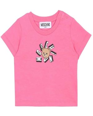 Moschino Tops ,Roze ,Katoen T-Shirt Met Teddybeer-Motief