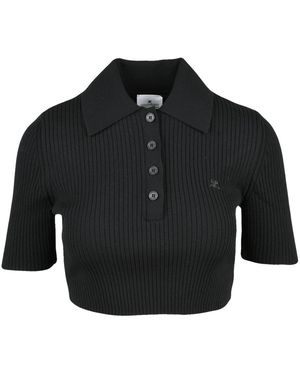 Courreges Kurzstrick-Polo - Schwarz
