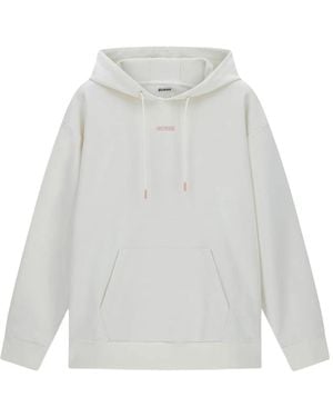Guess Hoodies & Sweatvesten ,Wit ,Hooded Sweatshirt Met Print Op De Rug