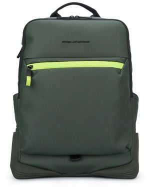 Piquadro Stoff laptop rucksack mit 2 fächern - Grün