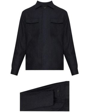 Eleventy Single Breasted Suits - Bleu