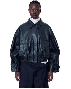 Rohe Jassen ,Zwart ,Leer Leren Blouson Jas - Blauw