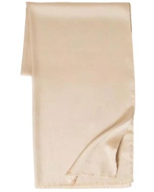 Twinset Accessoires ,Polyester Stola Met Lurex En Jacquard Logo - Naturel