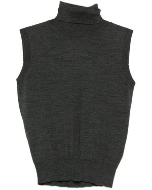 GOES BOTANICAL Antracietgrijze Mouwloze Coltrui Sweater - Zwart