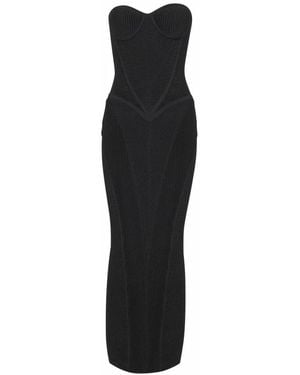 Balmain Langes Bustier-Strickkleid - Schwarz