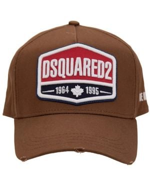 DSquared² Accessoires ,Bruin ,Katoen Logo Patch Baseball Cap