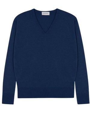 John Smedley V-Neck Knitwear - Blue