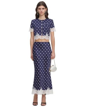 Self-Portrait Viscose Knit Maxi Rok - Blauw
