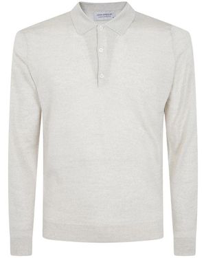 John Smedley Tops ,Wol Belper Long Sleeve Polo Shirt - Wit