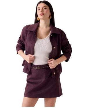 Guess Leather Jackets - Morado