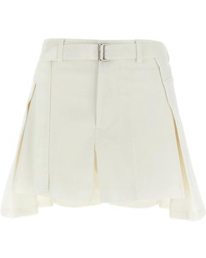 Sacai Korte Broeken ,Wit ,Katoen Wool Insert Shorts