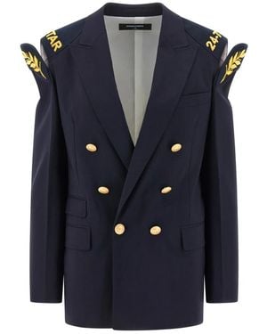 DSquared² Double-Breasted Wool Blazer - Blauw