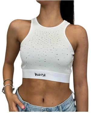 DISCLAIMER Sleeveless Tops - White