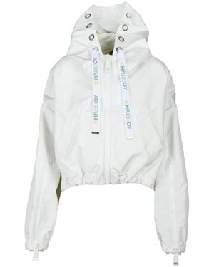 Khrisjoy Jassen ,Wit ,Polyester Crop Jas Met Rits En Zakken