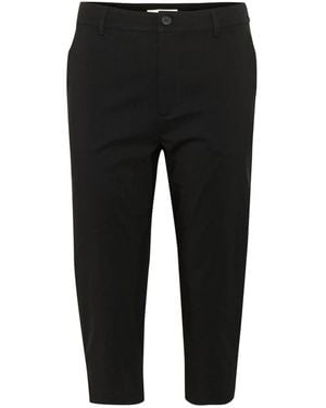 Cream Cropped Trousers - Black