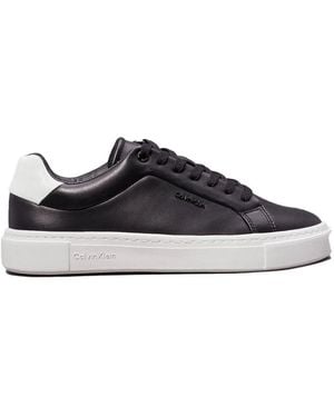Calvin Klein Zapatillas Bajas De Cuero Negro, Mujer, Talla